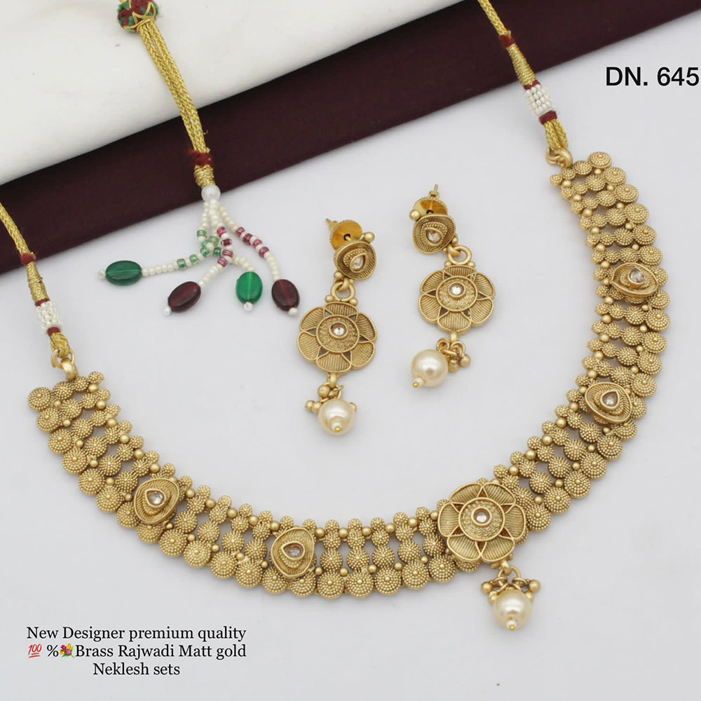 FS Collection Gold Plated Pota Stone Necklace Set