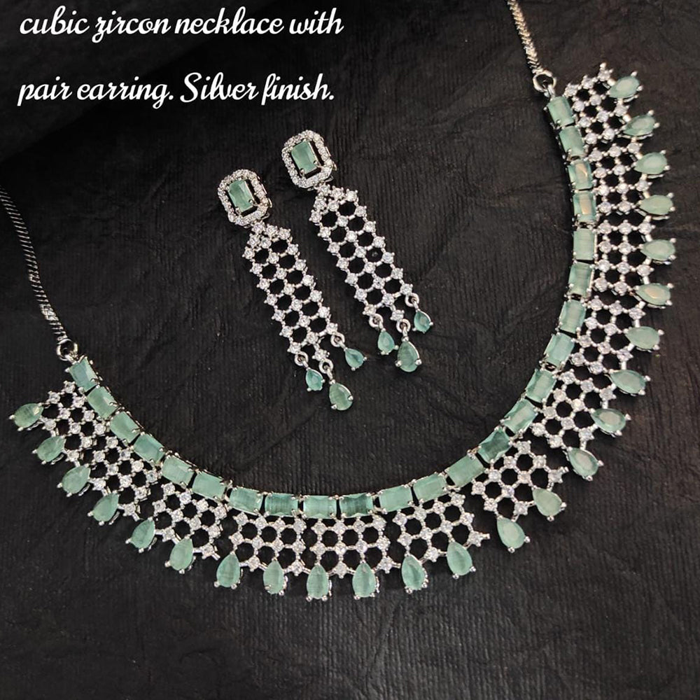 FS Collection Silver Plated AD Stone Necklace Set