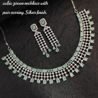 FS Collection Silver Plated AD Stone Necklace Set