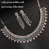 FS Collection Silver Plated AD Stone Necklace Set