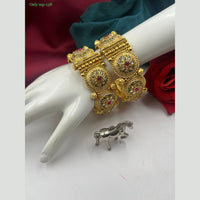 FS Collection Gold Plated Kundan Stone Bangles