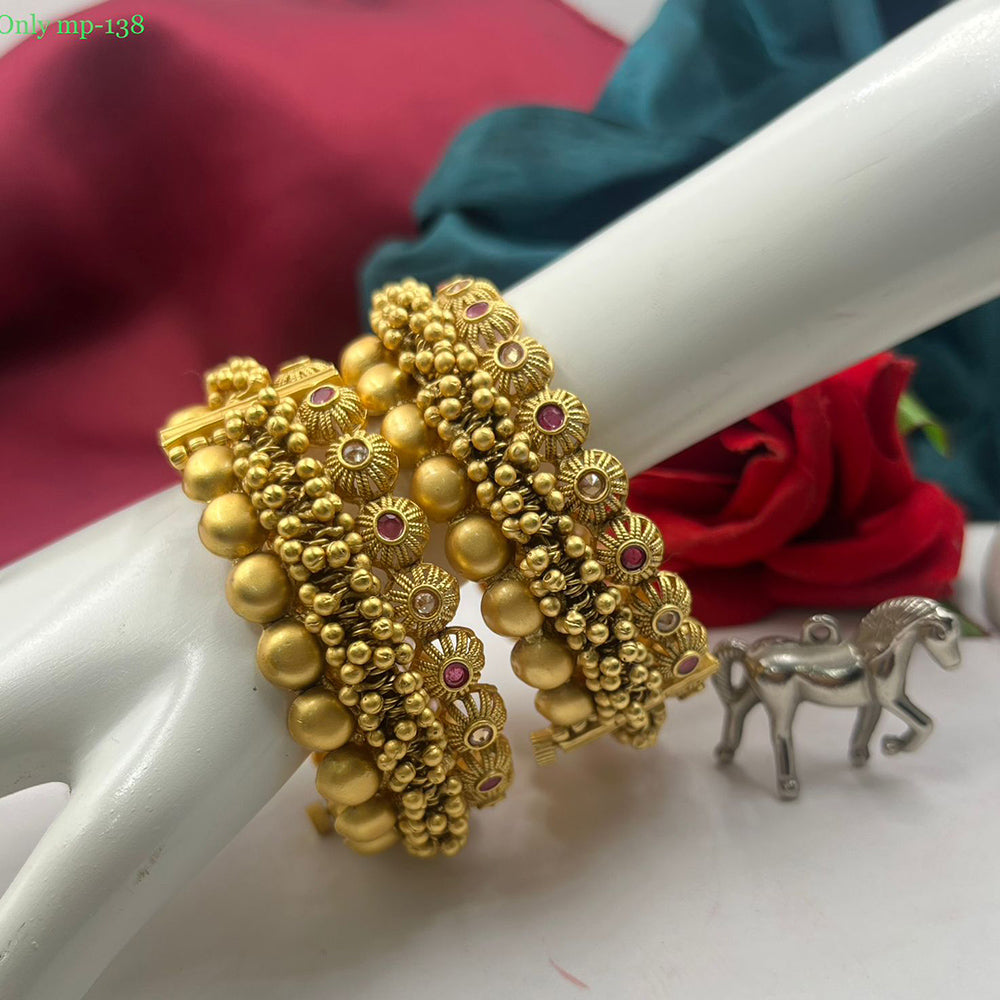 FS Collection Gold Plated Pota Stone Bangles