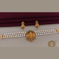 FS Collection Pearls Temple Choker Necklace Set