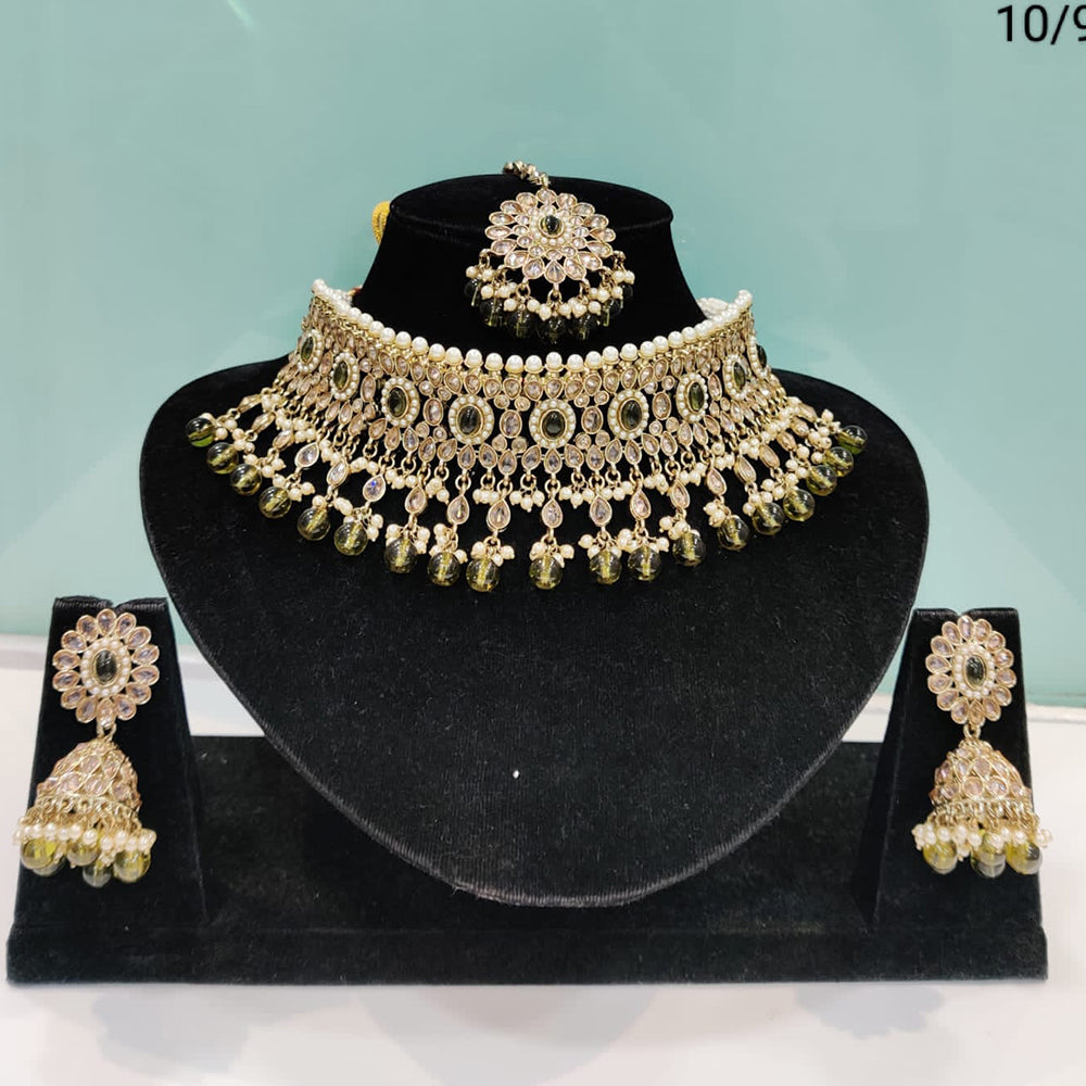 FS Collection Kundan & Beads Choker Necklace Set