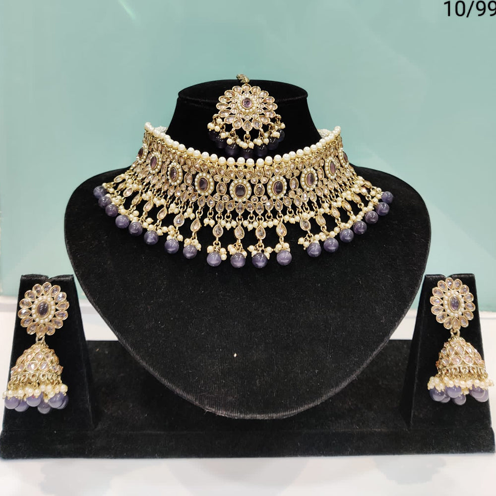 FS Collection Kundan & Beads Choker Necklace Set