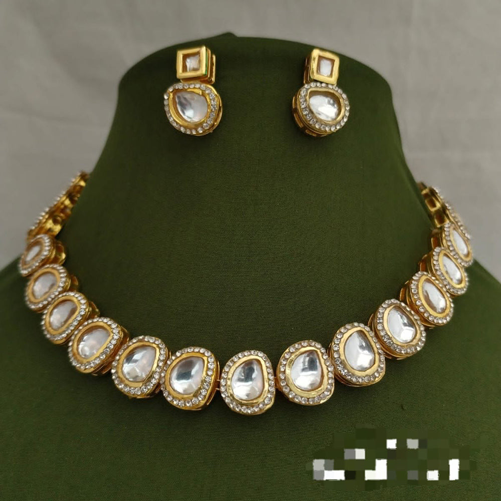 FS Collection Gold Plated Kundan Necklace Set