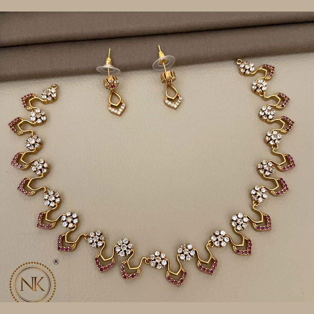 FS Collection Matte Finish AD Stone Necklace Set