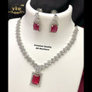 FS Collection Silver Plated AD Stone Necklace Set