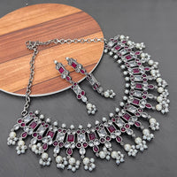 FS Collection Oxidised Plated Necklace Set