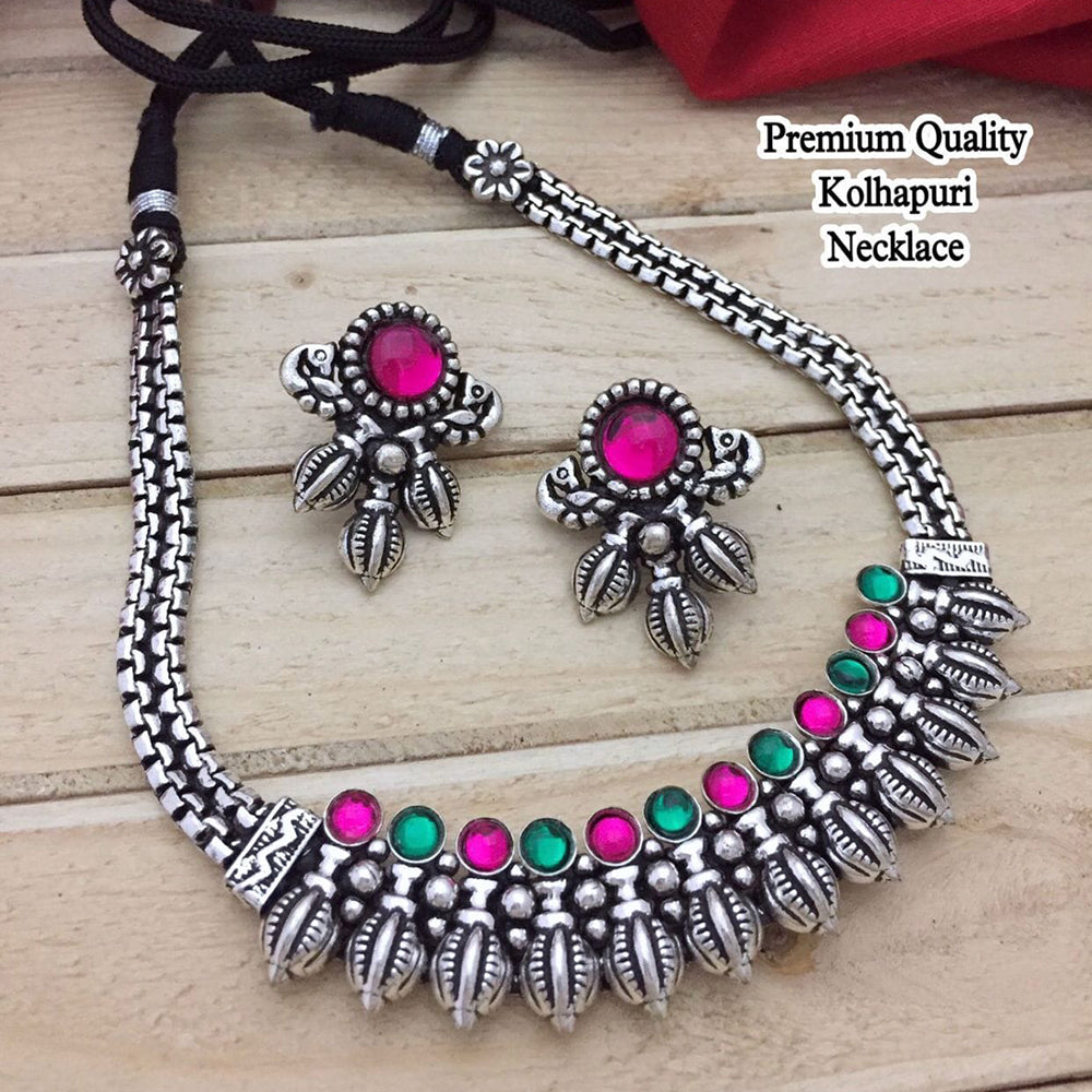 FS Collection Oxidised Plated Necklace Set