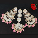 FS Collection Kundan Stone Dangler Earrings & Maangtikka Set