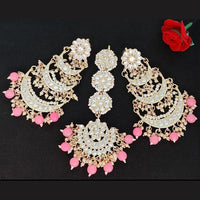 FS Collection Kundan Stone Dangler Earrings & Maangtikka Set