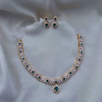 FS Collection Gold Plated AD Stone Necklace Set
