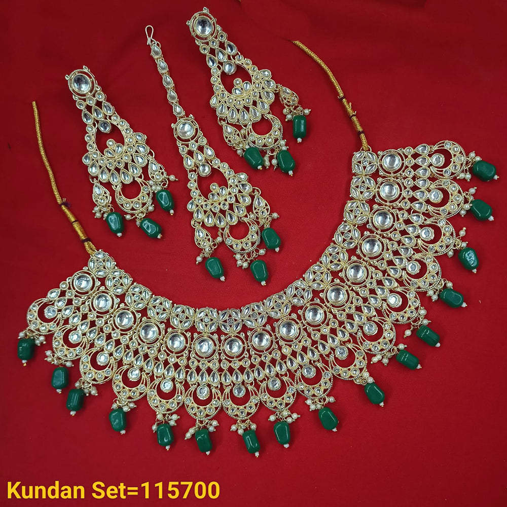FS Collection Gold Plated Kundan Stone Necklace Set