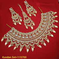 FS Collection Gold Plated Kundan Stone Necklace Set