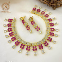 FS Collection Gold Plated AD Necklace Set