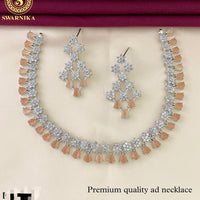 FS Collection Silver Plated AD Stone Necklace Set