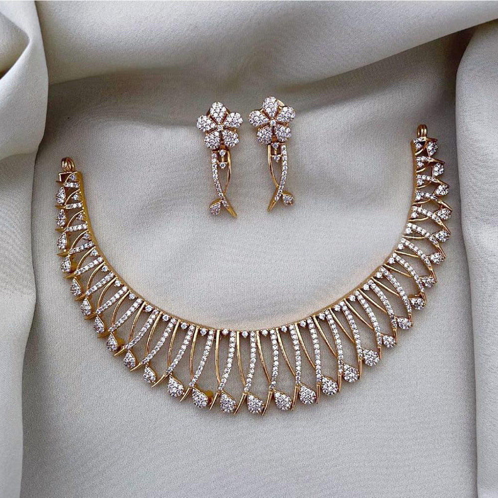FS Collection Gold Plated AD Necklace Set