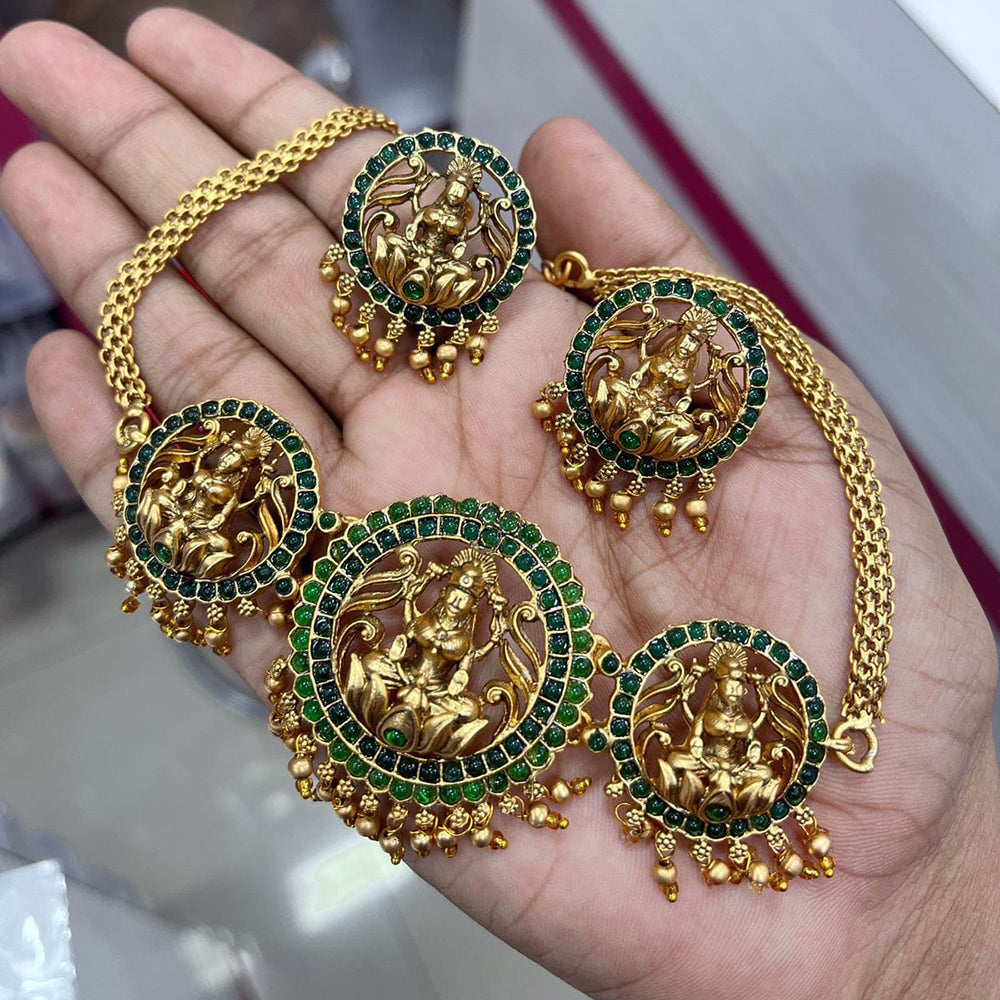 FS Collection Gold Plated Temple Choker Necklace Set