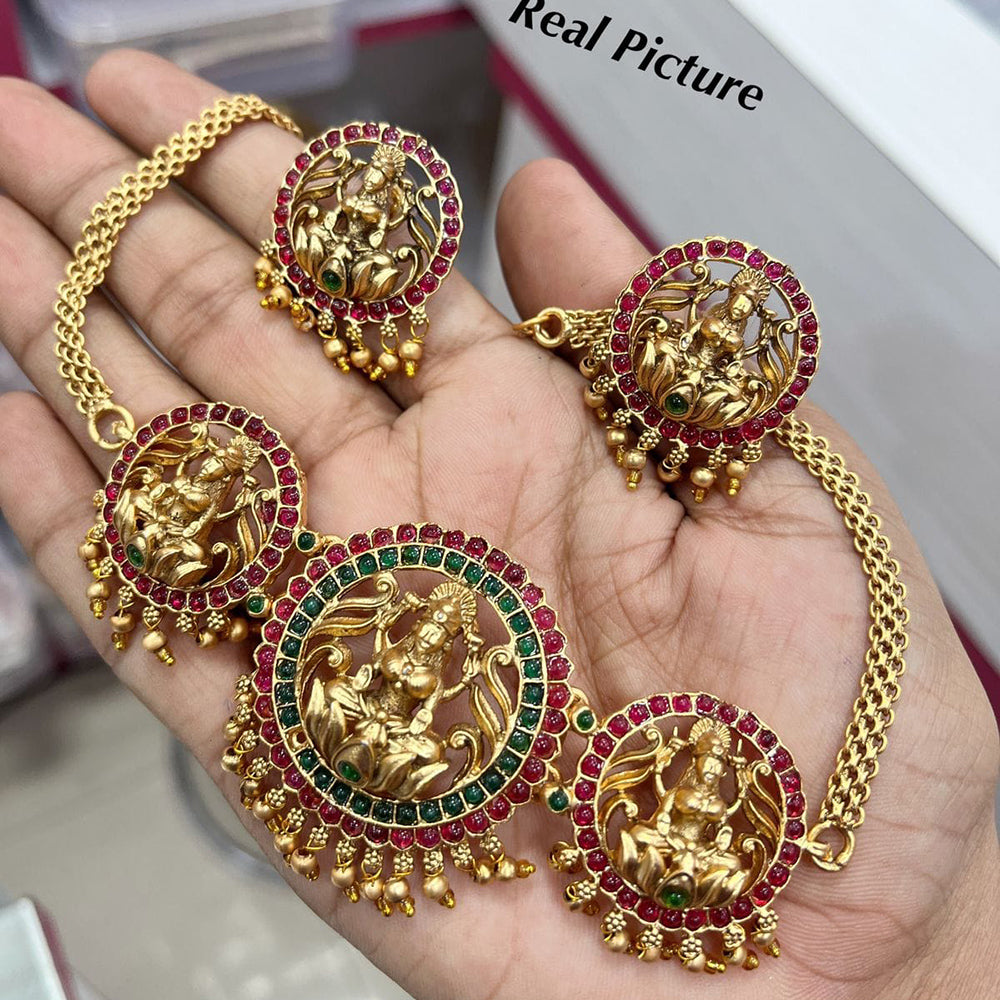 FS Collection Gold Plated Temple Choker Necklace Set