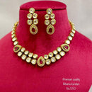 FS Collection Gold Plated Kundan Stone Necklace Set
