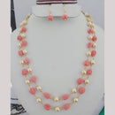 FS Collection Gold Plated Beads and Pearls Long Necklace