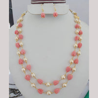 FS Collection Gold Plated Beads and Pearls Long Necklace