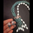 FS Collection Gold Plated Pearl Peacock Necklace Set