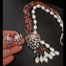 FS Collection Gold Plated Pearl Peacock Necklace Set