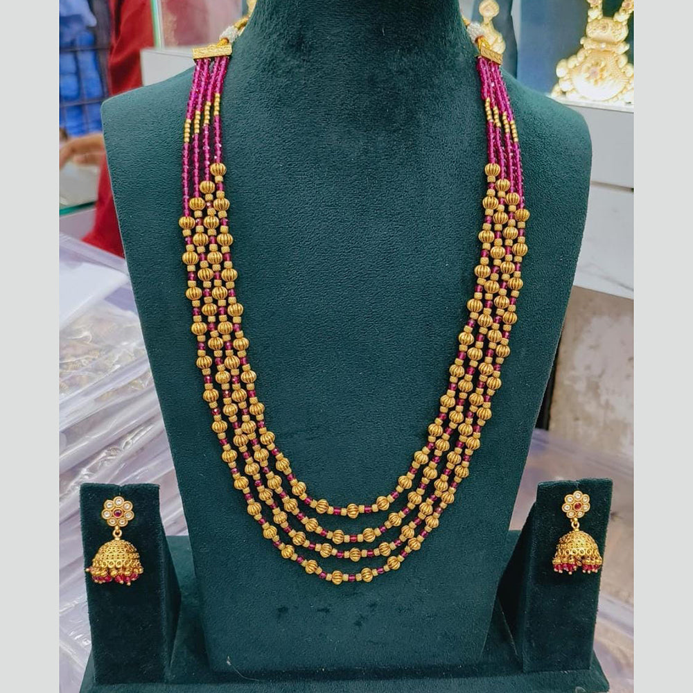FS Collection Gold Plated Long Necklace Set