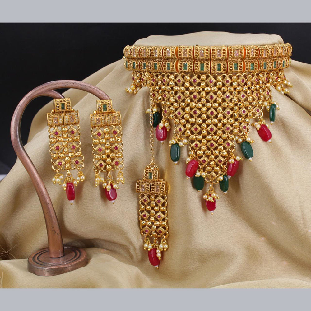 FS Collection Gold Plated Beads Necklace Set