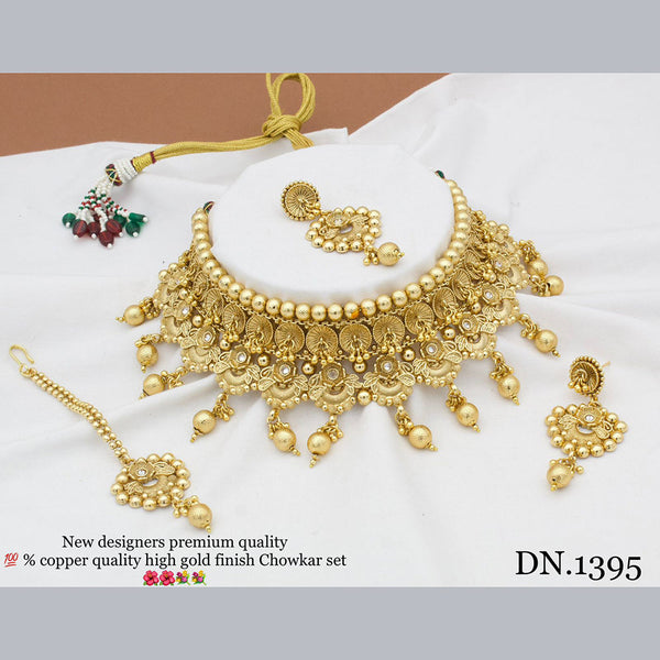 FS Collection Gold Plated Choker Necklace Set