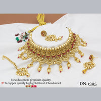 FS Collection Gold Plated Choker Necklace Set