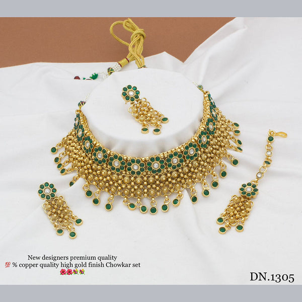 FS Collection Gold Plated Choker Necklace Set