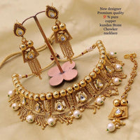 FS Collection Gold Plated Kundan Choker Necklace Set