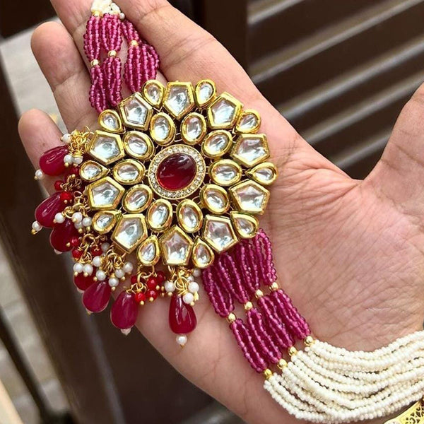 FS Collection Gold Plated Kundan Choker Necklace Set