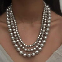 FS Collection Pearls 3 layer Long Necklace Set