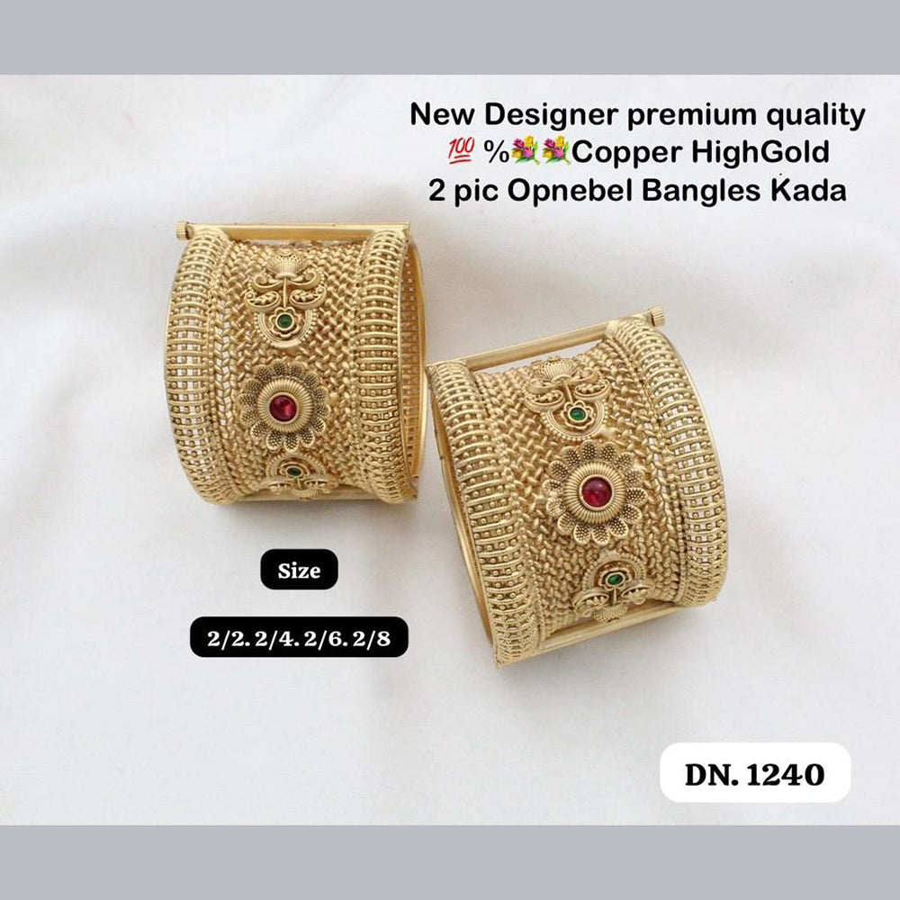 FS Collection Copper Gold Plated Openable Bangles Kada