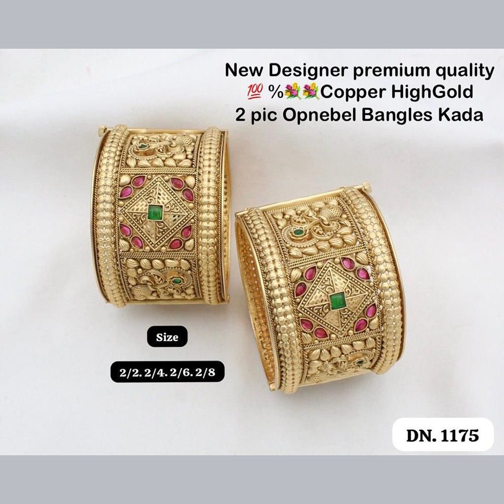 FS Collection Copper Gold Plated Openable Bangles Kada