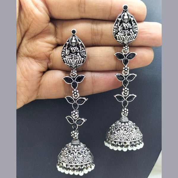 FS Collection Oxidised Plated Temple Jhumki Earrings