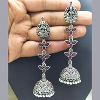 FS Collection Oxidised Plated Temple Jhumki Earrings