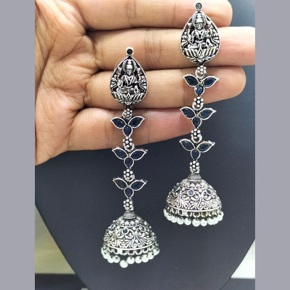 FS Collection Oxidised Plated Temple Jhumki Earrings