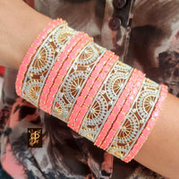 FS Collection Gold Plated Crystal Stone Bangles Set