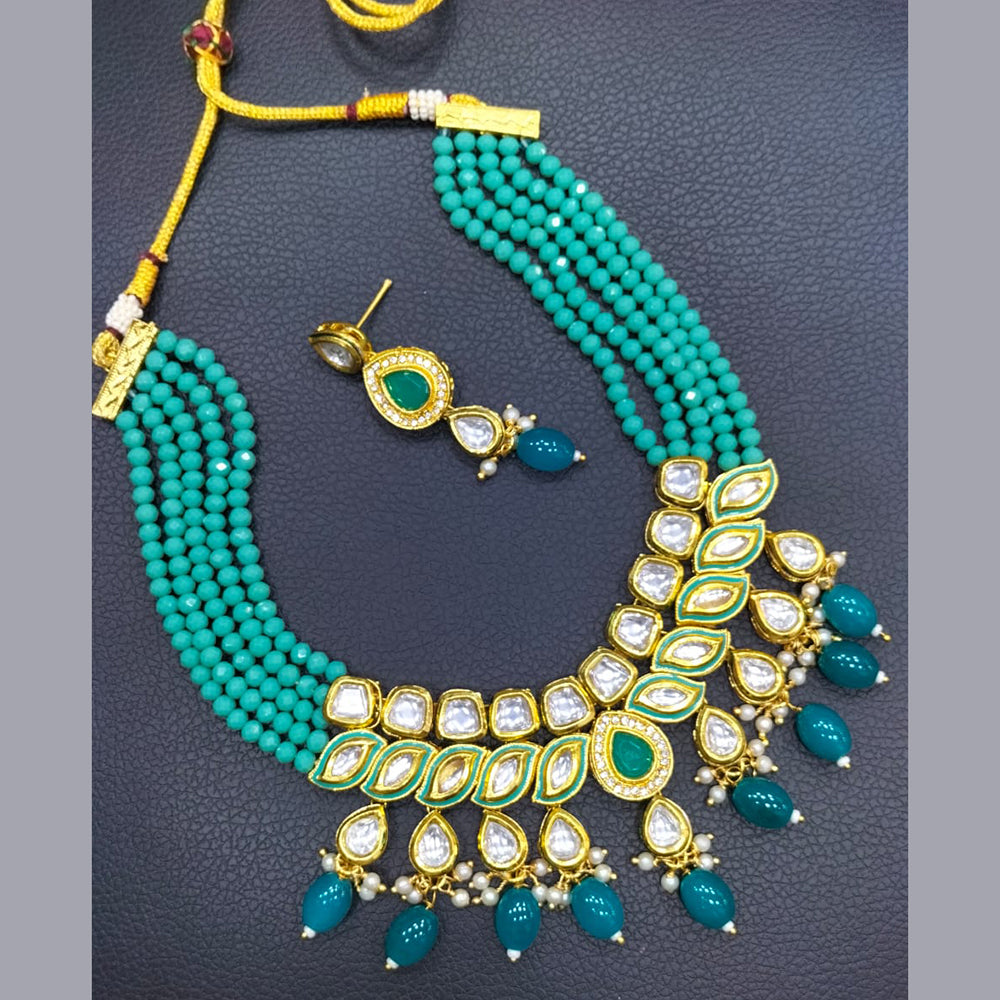 FS Collection Gold Plated Kundan Necklace Set