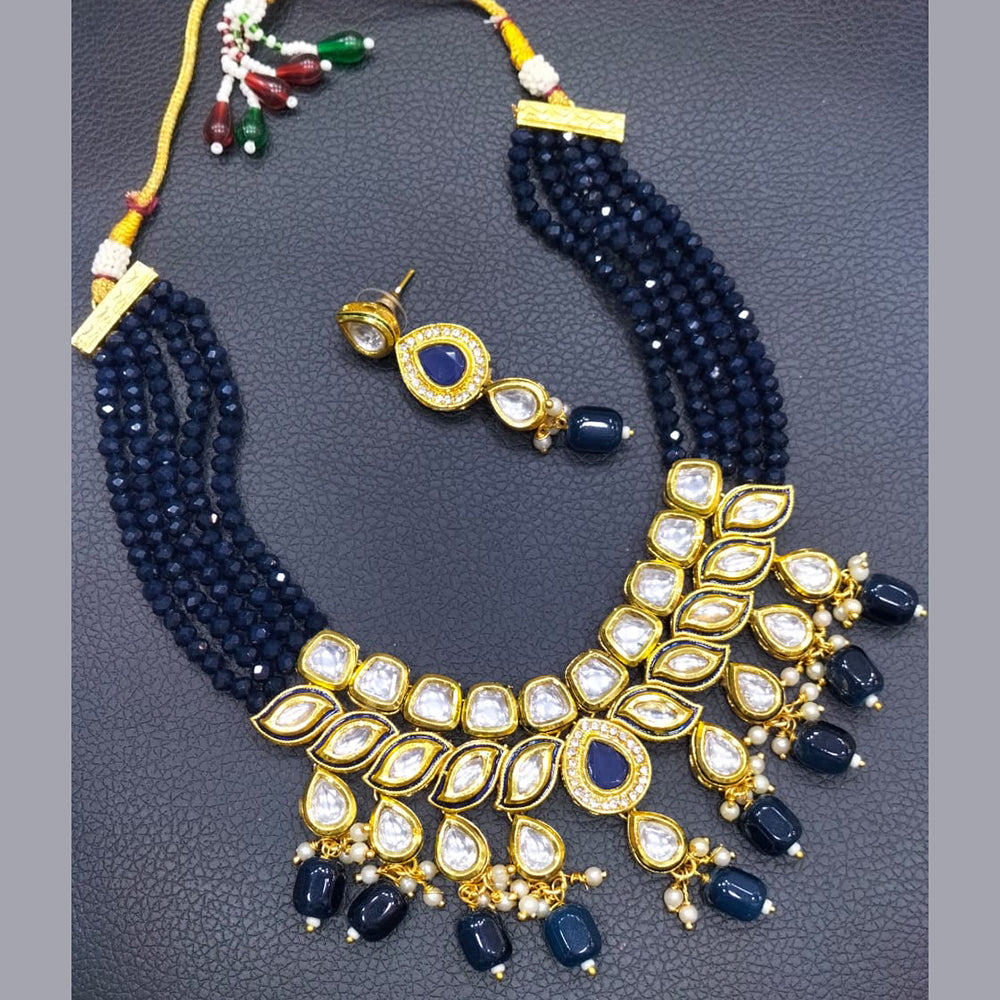 FS Collection Gold Plated Kundan Necklace Set