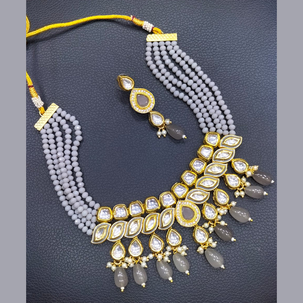 FS Collection Gold Plated Kundan Necklace Set