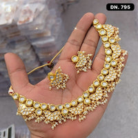 FS Collection Gold Plated Kundan Necklace Set