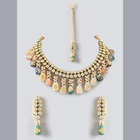 FS Collection Gold Plated Kundan Necklace Set