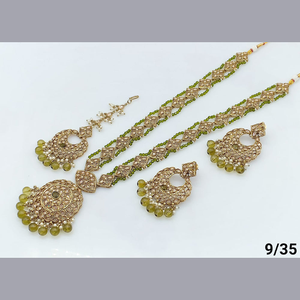FS Collection Gold Plated Crystal Stone Long  Necklace Set