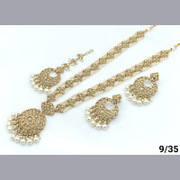FS Collection Gold Plated Crystal Stone Long  Necklace Set